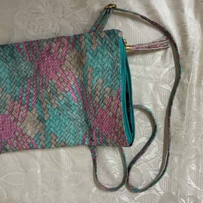 Mimco Womens Cross Body Bag Blue / Grey / Pink  