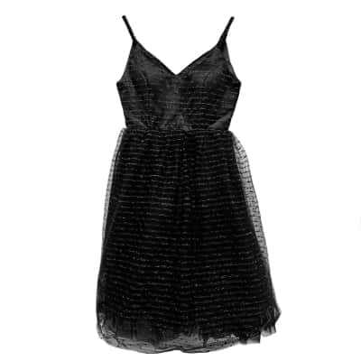 BNWT, Viceta, Size 10, Black, Shoulder-Strap, Puffy, Tulle-Layered Dress w/ Golden Stripe Pattern
