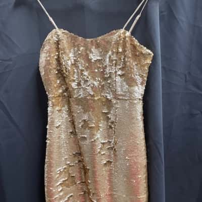 Bardot Gold Sequin Mini Dress Size 6