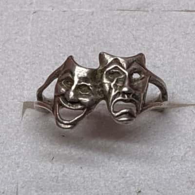 Womens Ring Silver 925 drama tragedy theatre mask