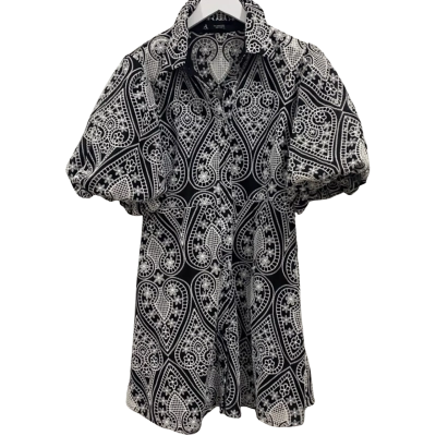 NEWSTA - Womens  Size L Babydoll Dress Black  / White 