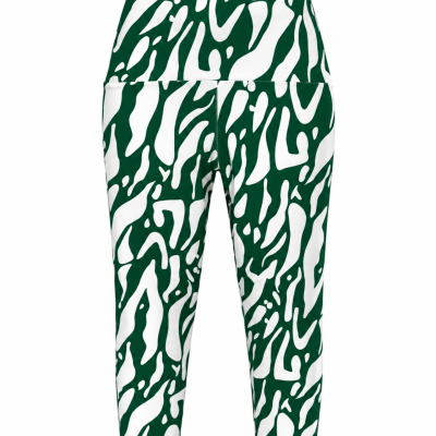 Exotica Athletica Green & White Abstract Print High-Waisted Capri Leggings - Size M 