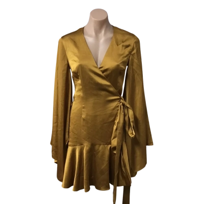 Keepsake the Label Womens Size XS Amber Long Sleeve Mini Wrap Dress (new)