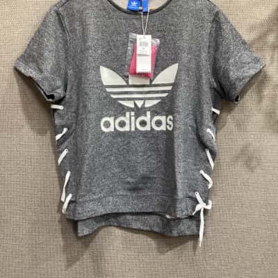 Adidas Womens  Size 14 draw string Sweater Grey / Pink  / White with spare pink draw ties