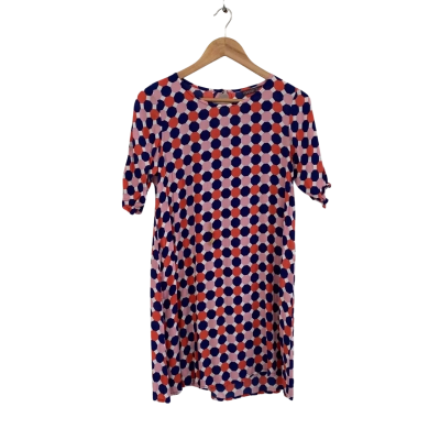 Mister Zimi Womens  Size 8 Mini Dress / Short Sleeve Dress  Coral / Navy Blue / Pink  / White 