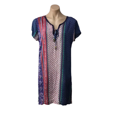 Ishka Womens Size M Multicoloured Pattern Short Sleeve Dress