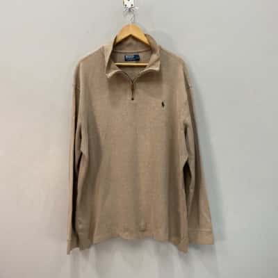 Polo Ralph Lauren Mens  Size XL Quarter Zip Jumper Beige 