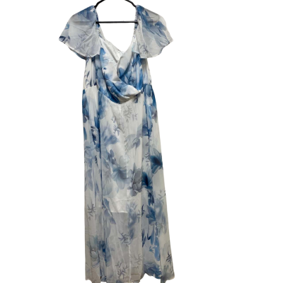  Womens Flycurvy Maxi Dress Blue white floral