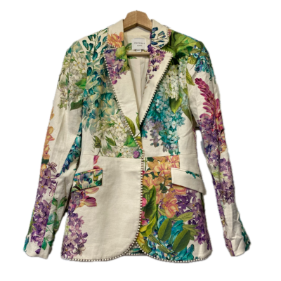 Once/Was Womens Blazer Size 0 BAHIA STRETCH LINEN /VISCOSE 