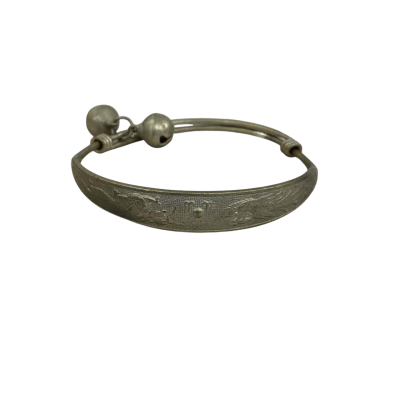  Womens Vintage Bracelet Silver Tone with Dragons and Bells 