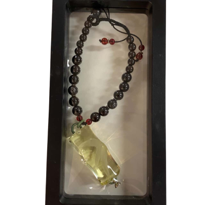 Beaded Bracelet Crystal + Black Agate W/ Case