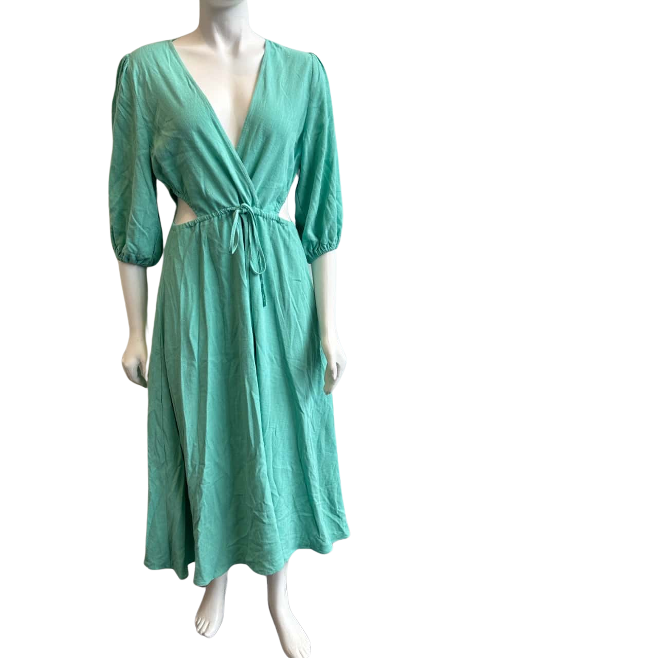 BNWT Whyte Valentyne Women's Size 14 Linen Blend Cut Out Midi Dress Aqua  (s) - New With Tags | Salvos Stores