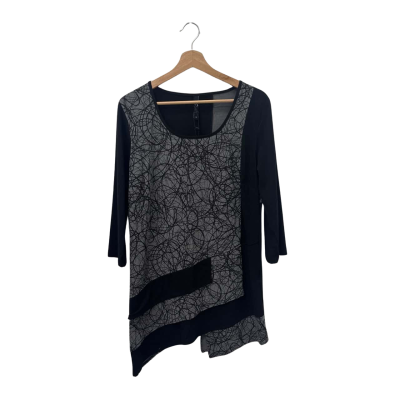 Taking Shape Womens  Size XS Scribble Print Tunic Black  / Grey 