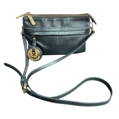 MIMCO Black Leather Crossbody Bag with Adjustable Strap & Gold Hardware