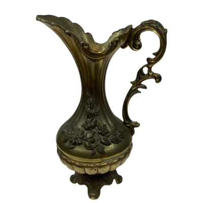 Vintage Italian Brass-Peltrato Pitcher Ewer Vase