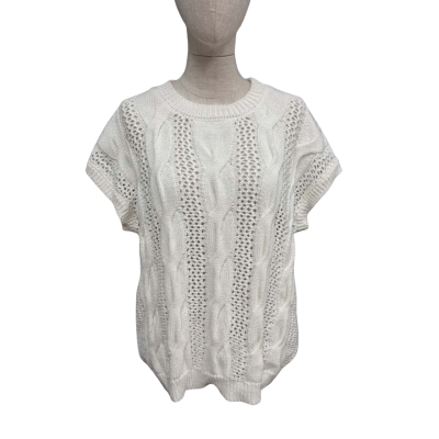  Peserico made in Italy Knitted  Size 48 3/4 Sleeve Top White 