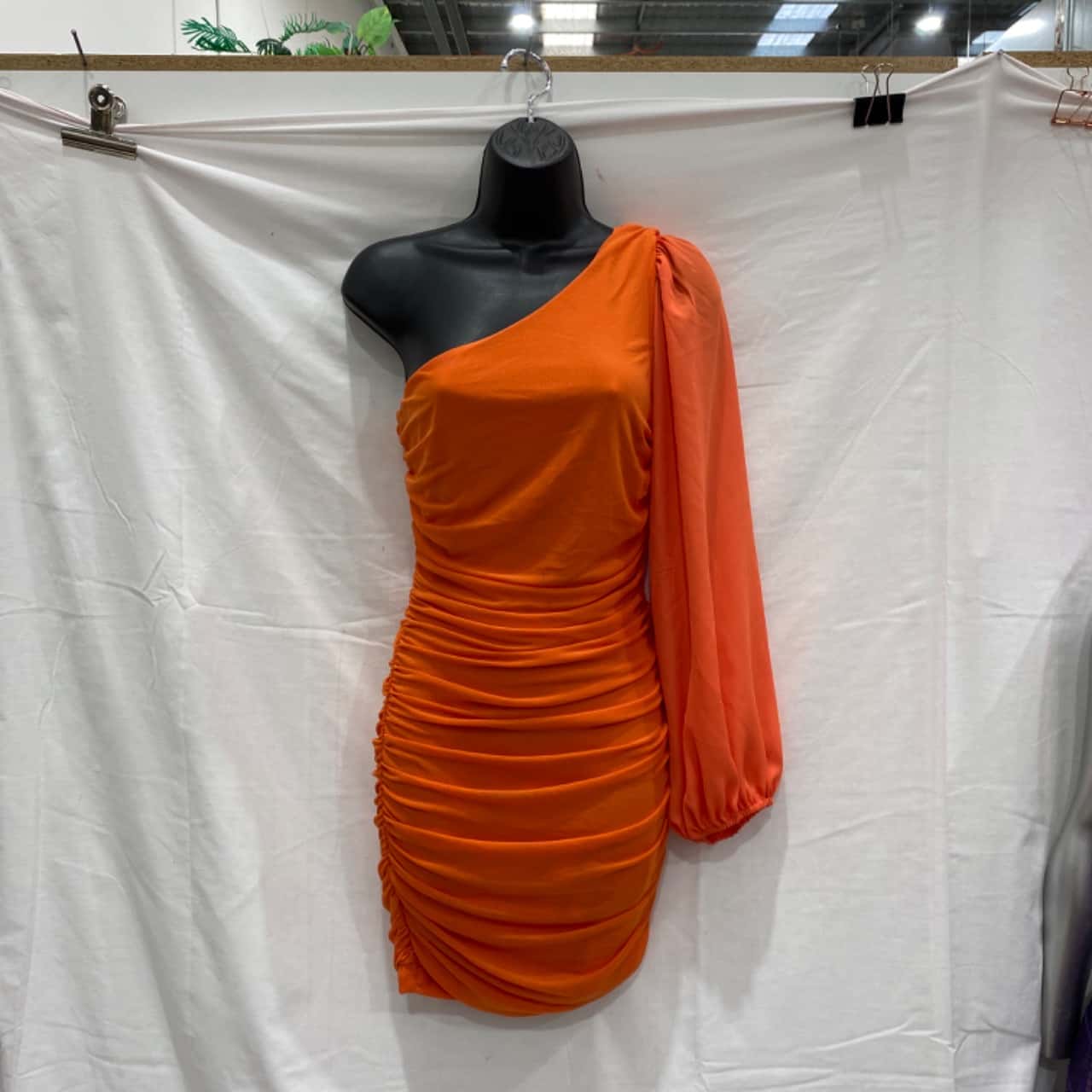 HELLO MOLLY Womens Orange One Sleeve Dress Size 10/M