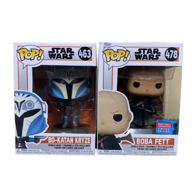 Funko Pop Star Wars Bo-Katan Kryze & Boba Fett Figures