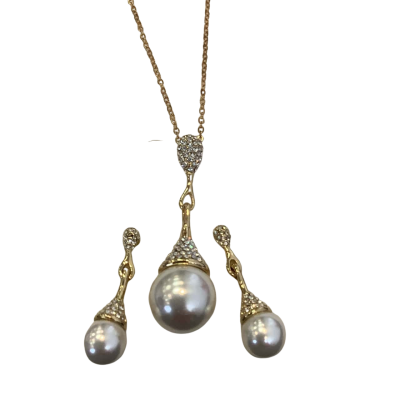 COSTUME - Womens Faux Pearl Necklace+Pendant+Earrings Set  #8