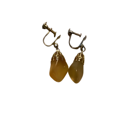 Vintage style sun stone earrings Other / Yellow 