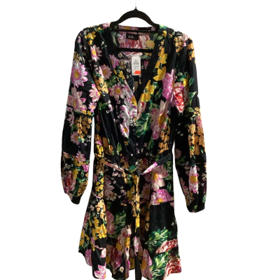 Dotti Womens  Size 12 Long Sleeve Dress / Midi Dress Black  / Floral  RRP $79.95