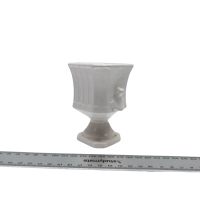 White Ceramic Square Urn Vase (Marked Japan)