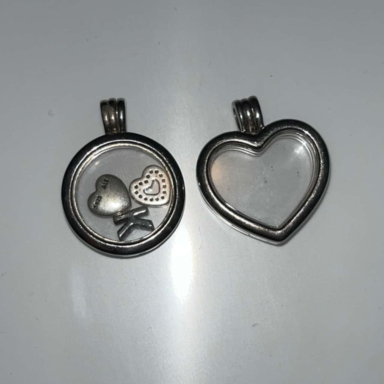 Pandora 925 Sterling Silver Floating Locket Heart & Circle Pendants With Charms 2.7cm(s)