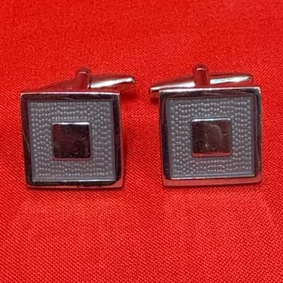 Men's Silver Tone Textured Cufflinks 