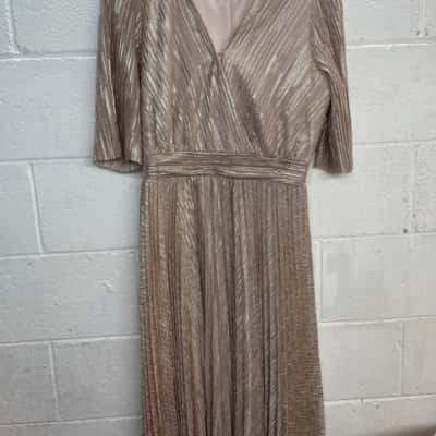 Forever New Womens  Size 12 Midi Dress Champagne 