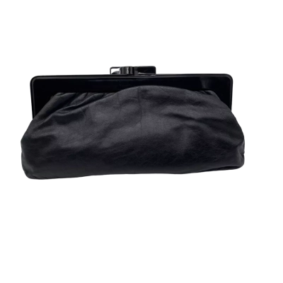 Vintage Womens Clutch Black  Genuine Leather MADE IN ITALY 35 x 15 cm 