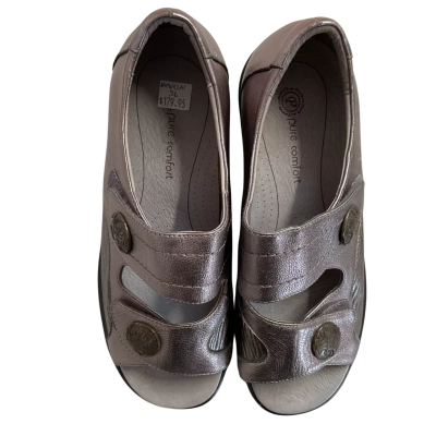 New Pure Comfort Arwen Orthotic Friendly Womens  Size 36 Metallic Grey Sandals Grey 