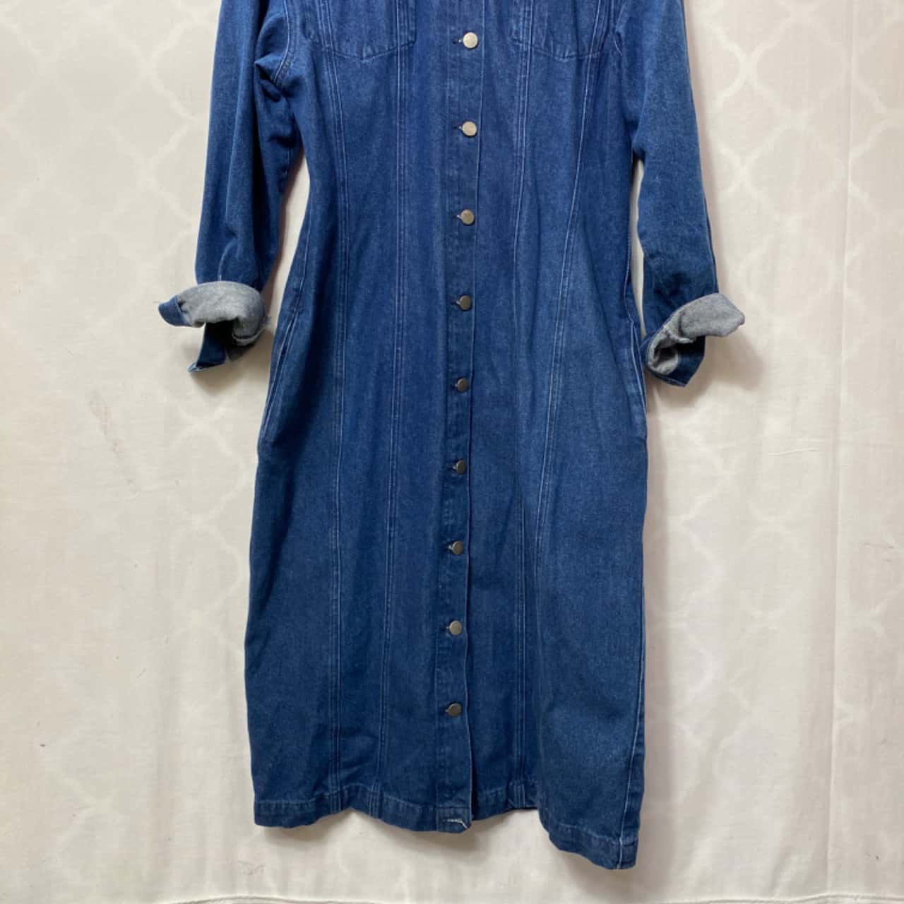 Women's H&M Size 14 Blue Long Sleeve Midi Denim Dress(s)