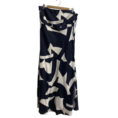 Country Road Womens  Size 16 Strapless Dress Blue / Pattern / White 