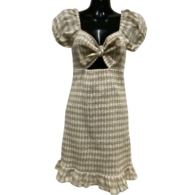 Ally Fashion Shirred Gingham Puff Dress