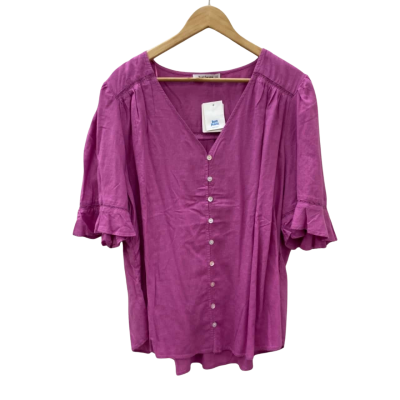 Just Jeans Womens  Size 22 Button Up / Short Sleeve Top Pink  