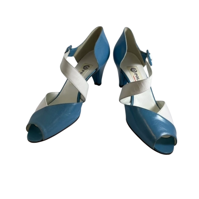 Pollini Womens  Size 37.5 Heels Blue / White 