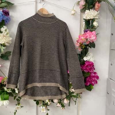 Morrison Womens  Size 1 / 8 Crew Neck Jumper Black  / Brown 