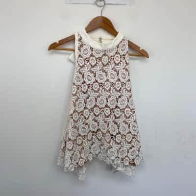 Rosebullet Cream Beige Lace Sleeveless Blouse Top Size 10 