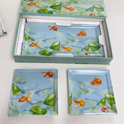 Christopher Vine Design Goldfish Painted Serving Plates