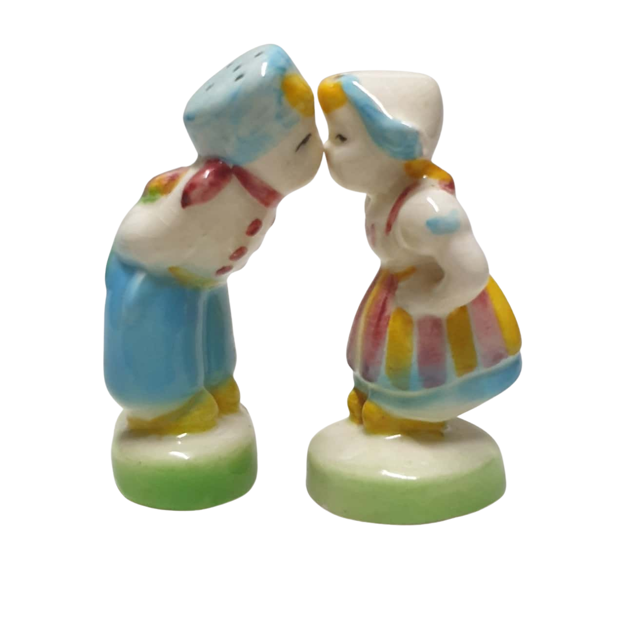 Vintage Dutch Kissing Boy & Girl Salt & Pepper Set Hand Painted