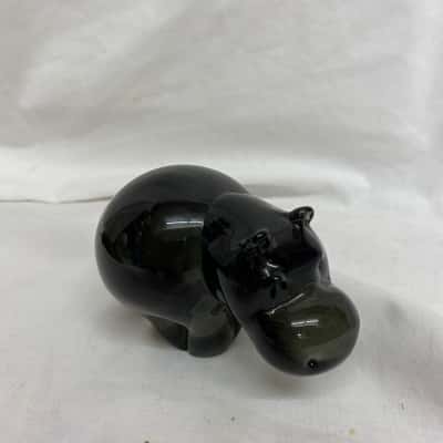 Vintage Smoke Glass Hippopotamus Figurine