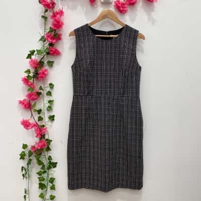 Khoikhoi Womens Sleeveless Dress Size 14 Black  / Checked / Yellow 