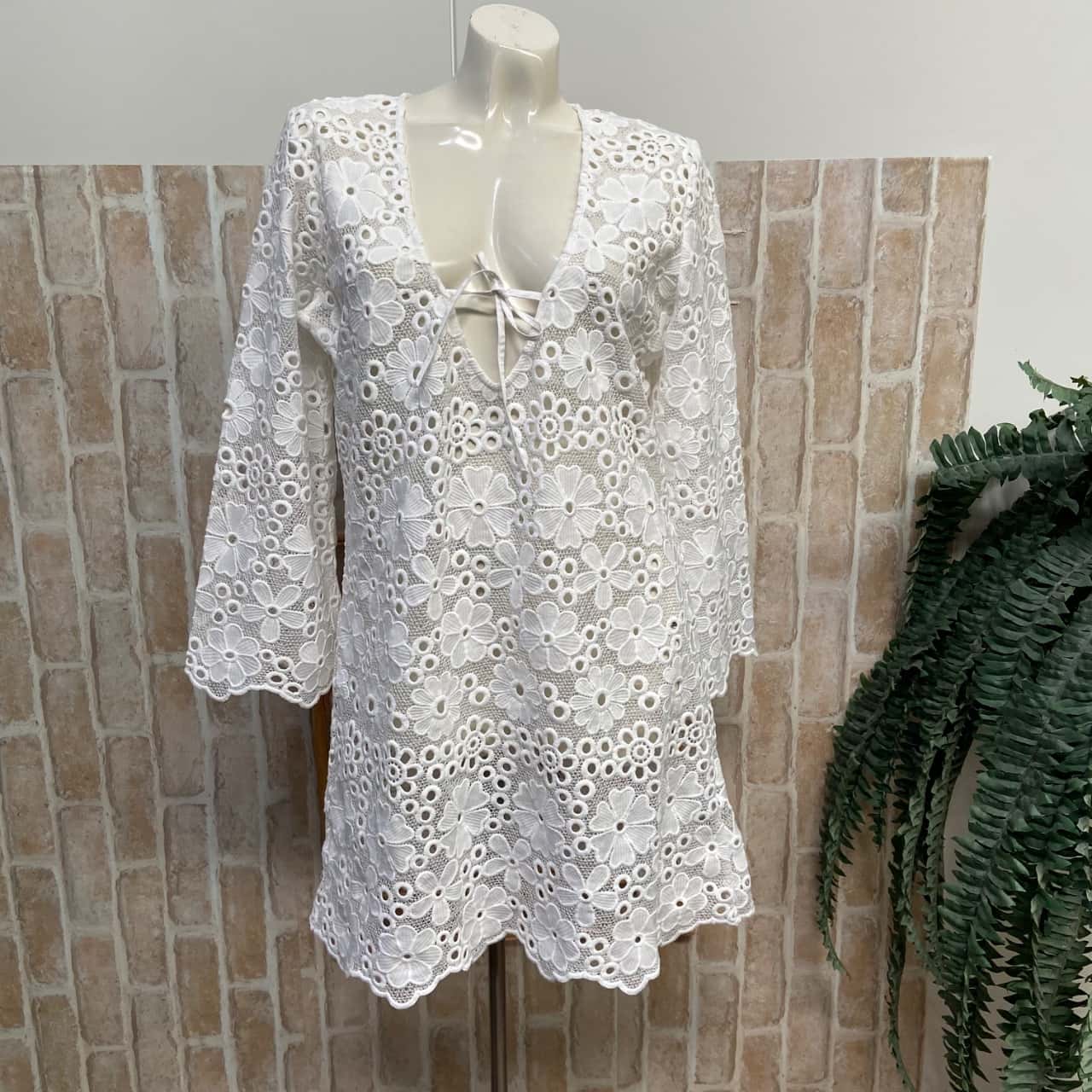 Seafolly Crotchet Kaftan Size L White (s)