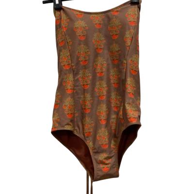Augusta Womens  Size 12 Onepiece Bathers Brown / Burnt Orange / Floral / Green / Yellow 