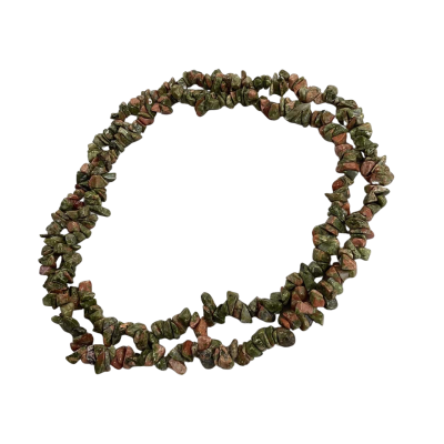 Vintage Unakite Chip Stone Necklace - natural gemstone