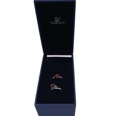 Swarovski Red Valentine Double Love Ring Set – Crystal Hearts Small Size #Jewellery #Swarovski #Valentine
