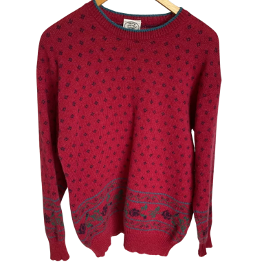 Laura Ashley Womens  Size L / M Crew Neck Jumper Blue / Green / Pattern / Pink  