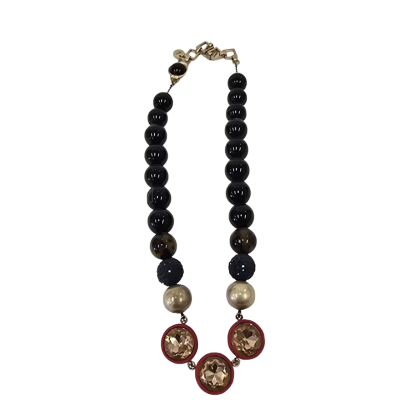 Mimco Womens Bead and Large Glass Bead Necklace
