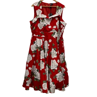 Taking Shape Women's Dress With Princess Flare Size 18 Floral / Red RRP$250