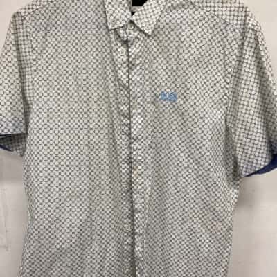 Boss Hugo Boss Mens  Size L Short Sleeve Shirt Blue / White 